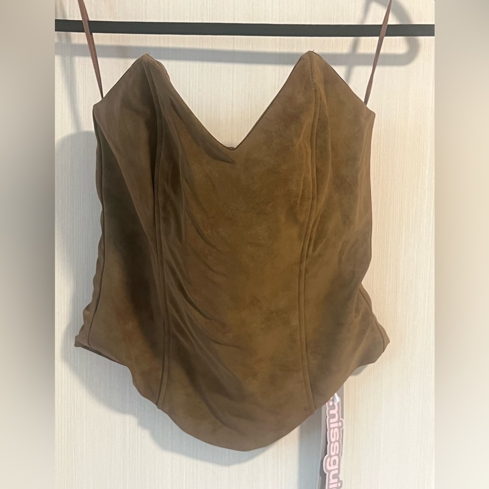 Missguided Brown Suede Women's Top XS NWT - Picture 5 of 9